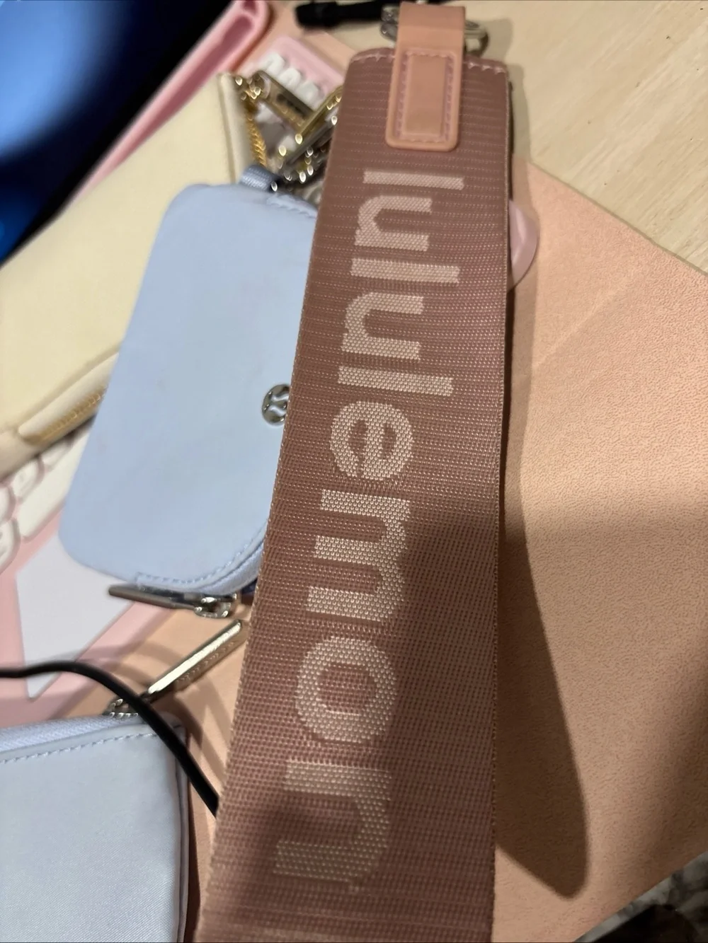 Lululemon Dual Pouch Wristlet Wallet Cream Blue 2 Piece Set